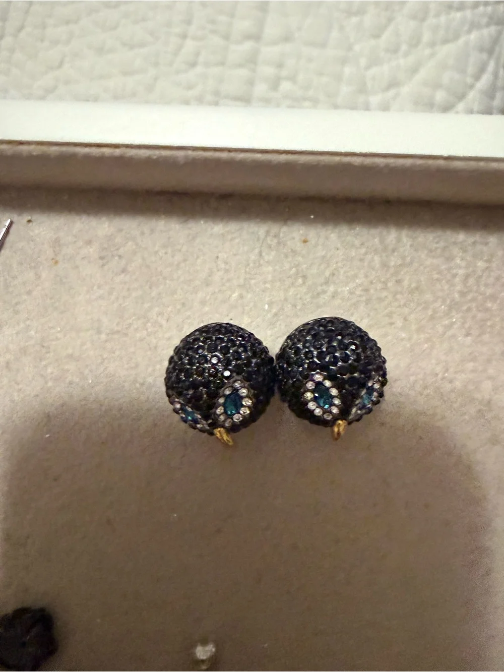 Kate Spade Black Crystal Owl Stud Earrings